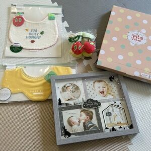 New baby gifts. Bibs, socks and picture frame NWT